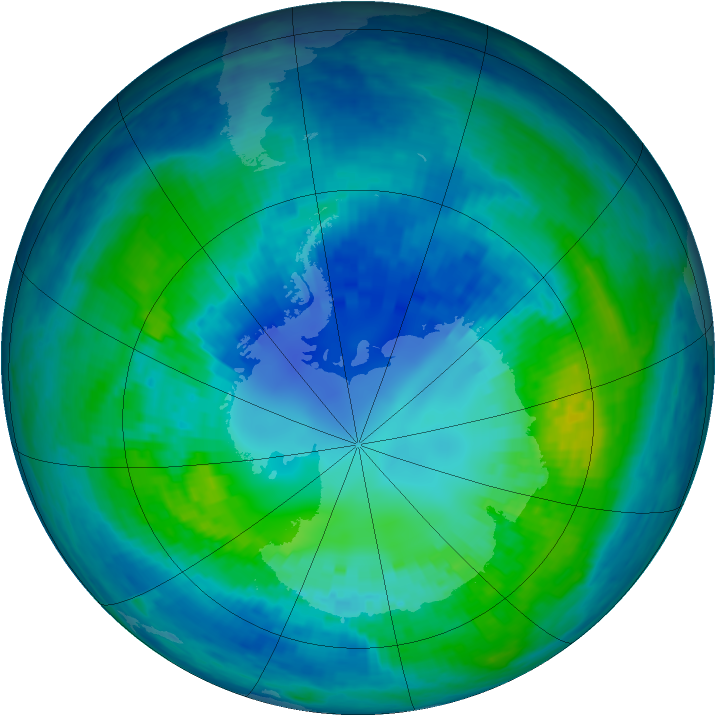 Antarctic ozone map for 16 April 2004